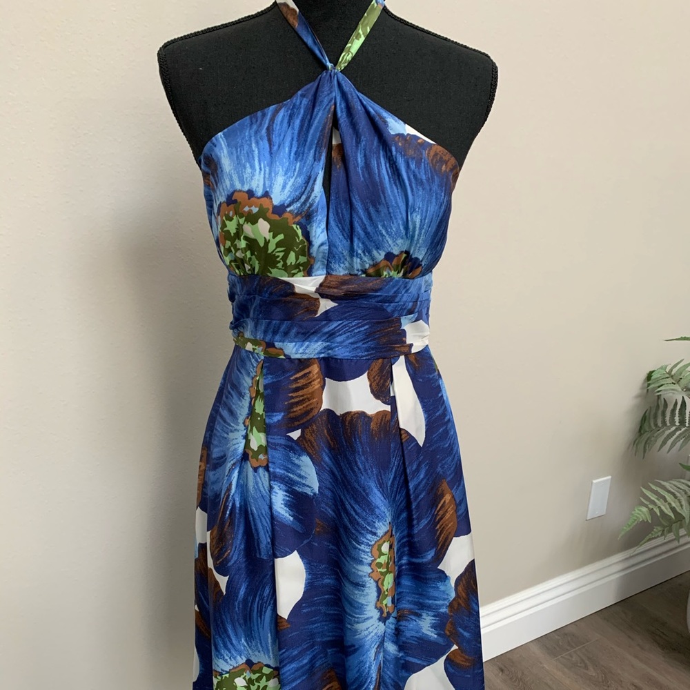 NWT Max and Cleo Twist Front Silk Halter Dress